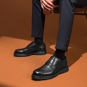 Chaussures Derby en cuir véritable pour hommes, chaussures de bureau formelles noires, à lacets, taille adulte 40-46 - Product Image 1