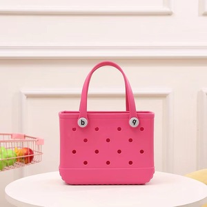 EVA Tote <b>Bag</b> Pink Perforated Water Resistant Fashion Shopping <b>Bag</b> For Women Beach Use - Product Image 4
