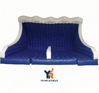 Château gonflable aquatique bleu pour enfants avec toboggan et zone de saut, idéal pour la plage et les activités aquatiques en extérieur