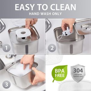 Bebedero Automático para Perros y Gatos, Ecológico, de Acero Inoxidable Sólido, Moderno y Elegante, con Filtros de Repuesto Automáticos de 2.2L - Product Image 4