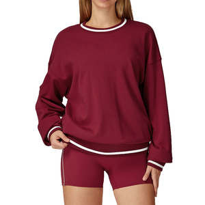 Otoño Fitness sudadera de manga larga suelta cuello redondo transpirable al aire libre correr deportes Top a prueba de viento frente impreso - Product Image 4