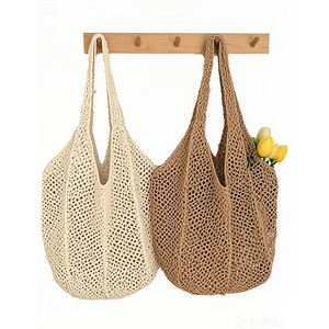 <span class=keywords><strong>Sac</strong></span> Fourre-Tout <span class=keywords><strong>de</strong></span> <span class=keywords><strong>Plage</strong></span> en Crochet Tissé à la Main Multicolore en Gros OEM – Grand <span class=keywords><strong>Sac</strong></span> <span class=keywords><strong>de</strong></span> Courses d'Été Tressé pour Femmes avec Logo Personnalisé - Product Image 4