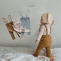 Leggings en coton côtelé unisexe pour nouveau-nés avec motif imprimé anti-boulochage, longueur intégrale pour bébés et tout-petits, saison printemps, 3 couleurs