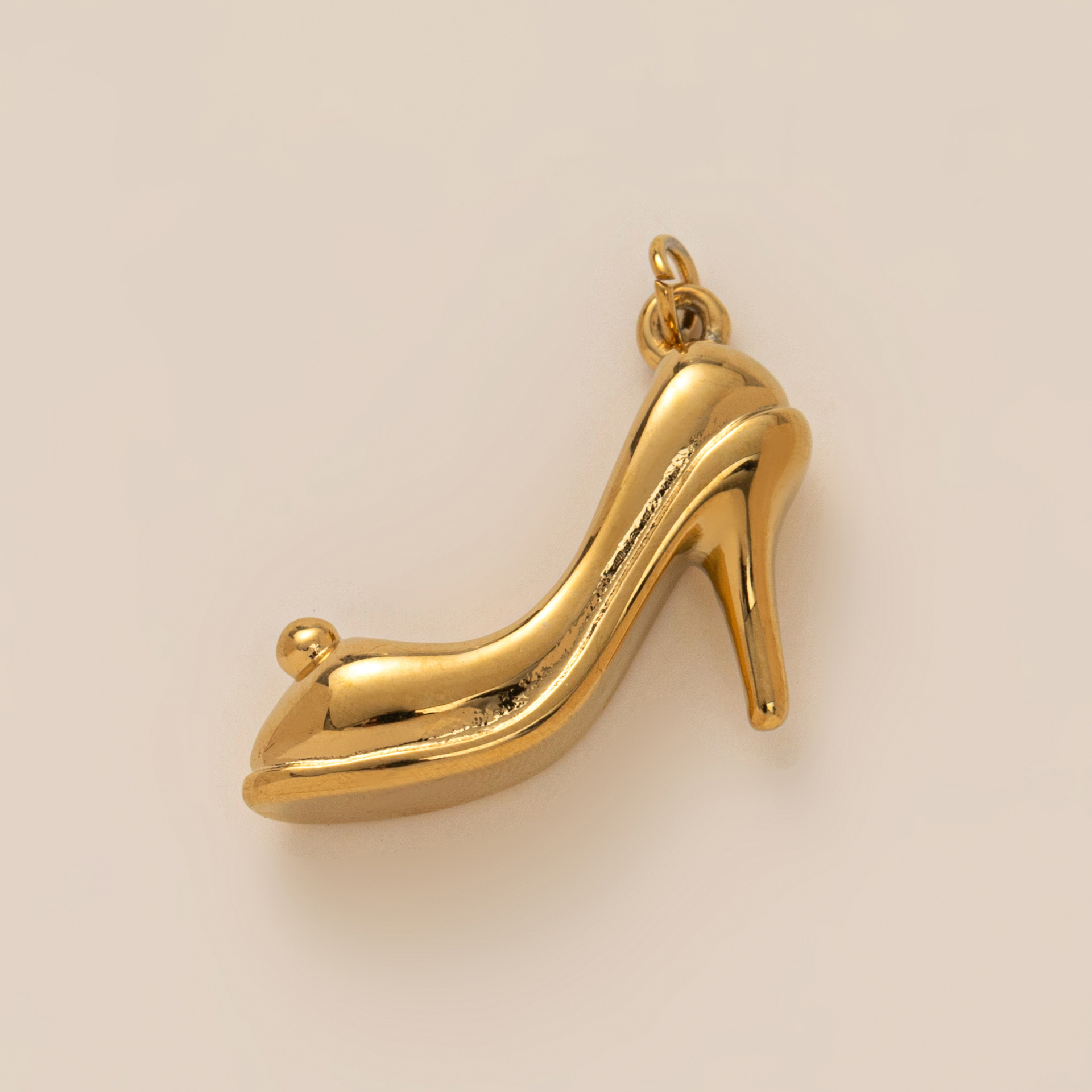 Round toe high heels-Gold