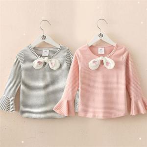 Ropa al por Mayor para Niñas, Camiseta de Manga Larga a Rayas con Estampado de Algodón Taiwanés, Compra al por Mayor desde China - Product Image 1