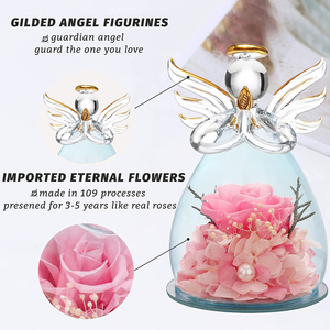 Nueva llegada eterna para siempre eternas <span class=keywords><strong>rosas</strong></span> preservesdas coloridas 3 piezas <span class=keywords><strong>rosas</strong></span> preservadas inmortales en cúpula de cristal de Ángel para el día de la madre - Product Image 2