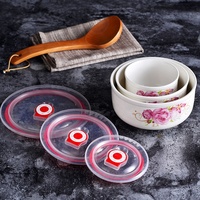 Y1456 Ensemble de 3 bols frais en céramique de haute qualité, adaptés au micro-ondes, ensemble de bols chinois pour cadeau de mariage