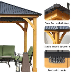 Gazebo <span class=keywords><strong>de</strong></span> Jardín con Arco <span class=keywords><strong>de</strong></span> Acero y <span class=keywords><strong>Madera</strong></span>, Pérgola Ecológica <span class=keywords><strong>de</strong></span> Policarbonato <span class=keywords><strong>para</strong></span> Patio Exterior - Product Image 5