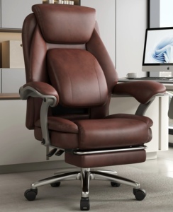 Ergonomic thiết kế hiện đại nhà văn phòng máy tính ghế da chính hãng xoay với tay vịn có thể điều chỉnh đệm Nâu - Product Image 1