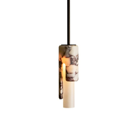 Mini lustre en marbre avec commande sans fil, éclairage LED pour chambre à coucher, salle à manger, escalier - Design en pierre minimaliste italien de luxe