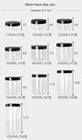 Bouteille à large ouverture de 1L avec couvercle à vis, contenants d'emballage, bacs transparents en plastique PET, échantillons gratuits, récipient pour poudre de protéines, rond