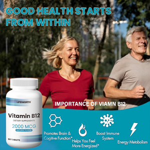 לייפוורת' יצרני ויטמינים, טבליות ויטמין B3, B6, B12, תוסף תזונה לבריאות המוח - Product Image 2