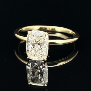 HQ Gems IGI CVD Diamante <span class=keywords><strong>18K</strong></span> Ouro Amarelo D VS1 2 Carat Lab Diamante Almofada Anel De Noivado - Product Image 6