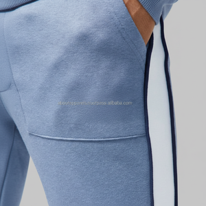 ชุดเสื้อผ้าแนวสตรีทสำหรับผู้ชายชุดวิ่งจ๊อกกิ้งแบบเรียงซ้อนกันชุดมีซิปชุดออกกำลังกายผ้าฝ้ายระบายอากาศ - Product Image 1