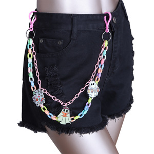 Cadena de Pantalones de Doble Capa con Colgante de Fantasma Acrílico Colorido de Halloween Yueli, Accesorio de Moda para la Cintura de Mujer - Product Image 1
