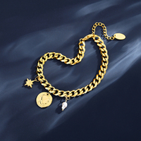 Pièce en or pour femme, Bracelet en perles d'eau douce, fait à la main, bijoux en perles dorées, Bracelet cubain, SP-LAM