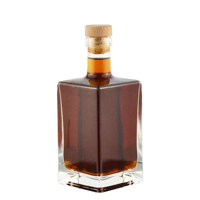 Bouteilles de vin en verre transparentes carrées cylindriques 375ml/500ml/750ml Bouteilles de whisky, de liqueur et de boissons Emballage personnalisé Bouchon en liège