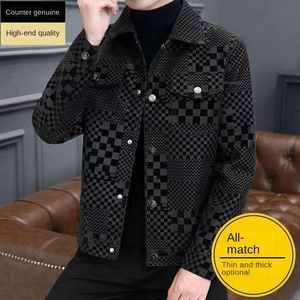 <span class=keywords><strong>Veste</strong></span> décontractée homme automne-hiver en velours véritable à carreaux, col à revers, respirante, épaisse, élégante et tendance - Product Image 1