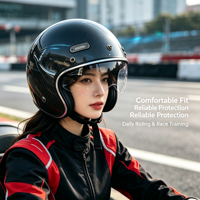 Casque de moto rétro léger en fibre de carbone certifié ECE DOT, absorption des chocs, doublure lavable, intégral/ouvert