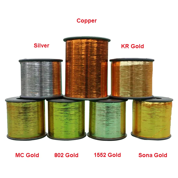 Pakistan m loại đôi duy nhất nhuộm kim loại sợi MC Vàng KR Vàng Sona Vàng 1552 7275 1502 lurex zari
