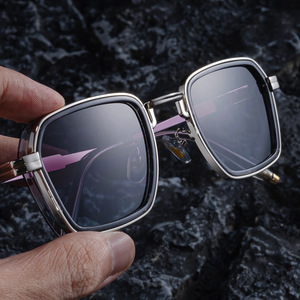 Lunettes de soleil carrées de luxe pour hommes, monture en métal noir, protection UV400, monture en plastique et métal pour usage extérieur - Product Image 5