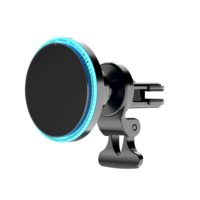 YTGEE 2026 Support de fixation pour grille d'aération de voiture à rotation 360° Chargeur magnétique sans fil 15W pour voiture avec lampe LED d'ambiance pour iPhone 14 15