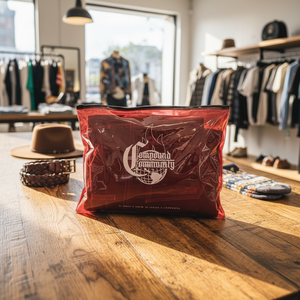 Bolsa de PVC Roja Transparente Personalizada con Cierre Horizontal para Empacar Jeans y Ropa, Bolsa de Almacenamiento de Prendas con Cierre Negro Reutilizable, OEM - Product Image 1