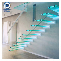 Escalier flottant cantilever Prima, sur mesure, moderne, intérieur, avec support dissimulé, pour villa, décoration intérieure.