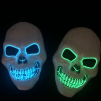 Masque de tête de mort lumineux LED personnalisé en PP pour fête d'Halloween, imprimé en typographie