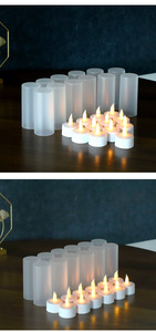 Velas de luz de té LED sin llama parpadeantes con estación de carga, vela LED recargable, 12 unidades - Product Image 4