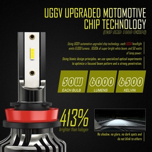 UGGV UGDA 50W 6500K Pure LED Phares 6500LM H11 H4 H7 H8 9003 9004 9005 9006 HB2 HB3 HB4 Ampoule LED <span class=keywords><strong>blanche</strong></span> Para Ford <span class=keywords><strong>Corolla</strong></span> - Product Image 2