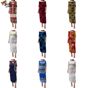 Thăng hoa in ấn Polynesian Tribal puletasi tapa mô hình mix Hibiscus <span class=keywords><strong>SAMOA</strong></span> puletasi - Product Image 2