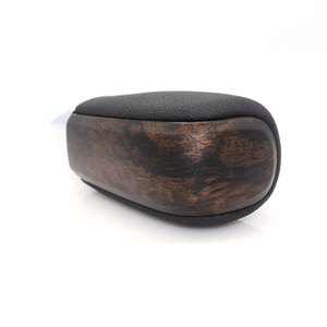 Pommeau de levier de vitesse universel en cuir, grain de bois, base conique noire, ergonomique, pour Toyota Land Cruiser Prado, filetage de 8mm - Product Image 3