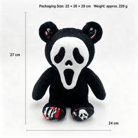 Ours en peluche d'Halloween mignon et effrayant avec masque d'horreur, poupée assise en peluche, cadeau pour adolescents et adultes, collection pour fête et étagère