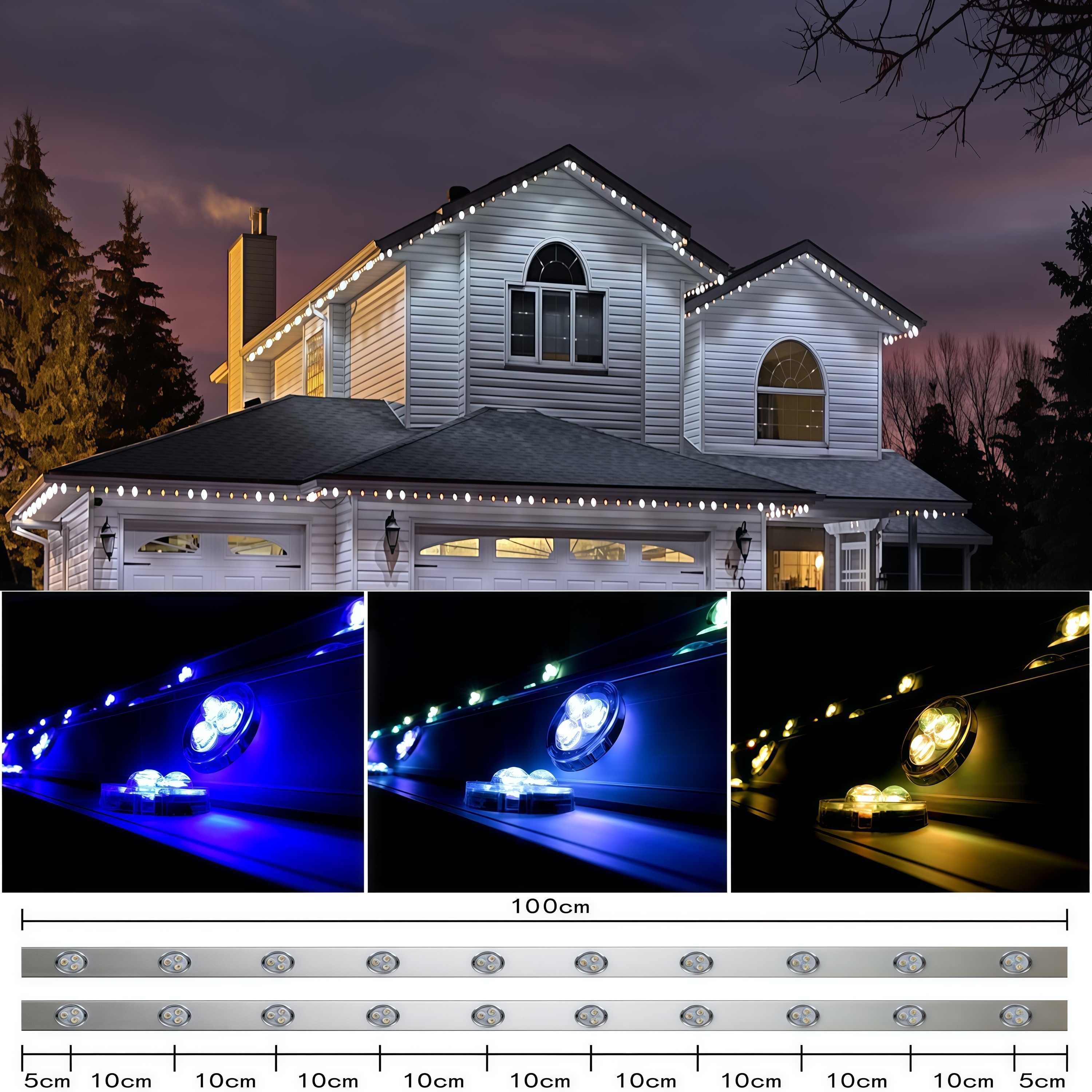 KCX Waterproof RGBW Eaves Led Pixel Light Christmas Party Led Light DC12V Led Pixel Holiday Decoration Lighting