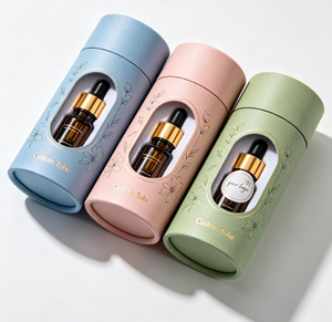 Luxury White Cardboard Paper Tube, Round Cylinder Gift Box for Perfume & Face Cream, Custom Gold <b>Foil</b> Logo Available - Product Image 5