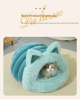Nid pour animaux de compagnie en peluche douce et longue avec grandes oreilles de chat, lit universel quatre saisons pour chats et chiens, fournitures pour animaux de compagnie