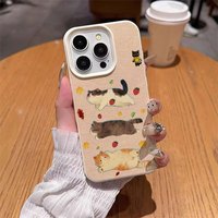 Coque arrière motif chat mignon et fraise pour iPhone 18 13 11 XR 17 13 Pro Max, étui de téléphone imitation cuir