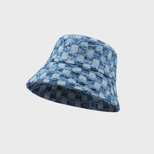 Sombrero de Pescador de Mezclilla con Parches a Cuadros, Estilo Casual para Exteriores, Unisex, Moda 2025, Alta Calidad, para Viajes - Product Image 4