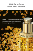 Sérum Anti-Âge de Luxe à l'Or 24 carats et Peptides, Acide Hyaluronique, Collagène et Caviar pour Peaux Sèches et Matures – Marque Blanche