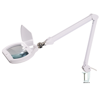 White Adjustable Arm Magnifying Desk Light Square Illuminated Magnifier Lamp with Dust Lid for Manicure Handmade Hobby Projects