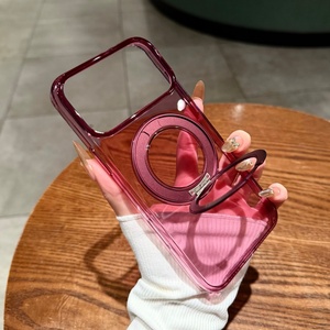 เคสโทรศัพท์ใสแม่เหล็กบางเฉียบรุ่นใหม่สำหรับ iPhone 18 13 14 15 16 17 Pro Max แบบ 360 องศา °   ขาตั้งวงแหวนโลหะ ฝาครอบแข็งกันกระแทก - Product Image 1