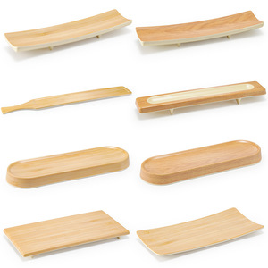 Plato Largo Creativo de Melamina con Diseño de Madera Rectangular para Servir en Hoteles y Fiestas - Product Image 1