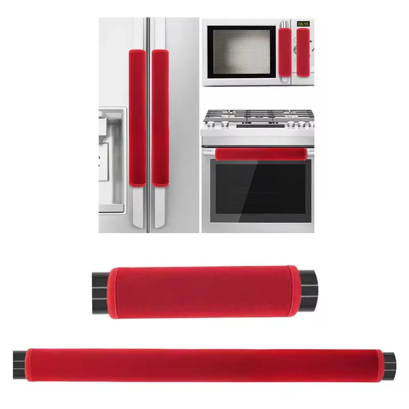 Süblimasyon için 2 adet Set kırmızı kulp kılıfı mutfak arabası buzdolabı dekoratif ev aletleri koruma kapakları