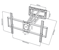 Support mural télescopique en acier pour moniteur d'ordinateur ou téléviseur de 60 à 110 pouces, bras articulé à 45 degrés, VESA simple, pour usage bureautique