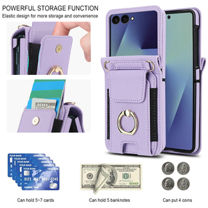 Funda de Teléfono Tipo Cartera Plegable de PU de Lujo Discreto con Protección de 360° y Ranuras para Tarjetas para Samsung <span class=keywords><strong>Z</strong></span> Flip7/6/5/<span class=keywords><strong>4</strong></span>/3 <span class=keywords><strong>Moto</strong></span> - Product Image 2