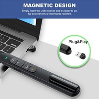 Potente Presentador Inalámbrico con Puntero Láser USB, Control Remoto para Presentaciones en PowerPoint, Negro o Blanco
