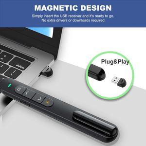 Présentateur sans fil puissant avec pointeur laser USB, télécommande noire ou blanche pour PowerPoint, pour les présentations - Product Image 5