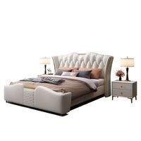 Lit king-size rembourré de luxe haut de gamme, en bois, nouveau design élégant, en cuir, avec rangement, vente en gros à prix abordable