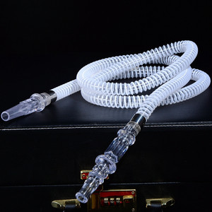 Chicha arabe en stock, tuyau d'eau de 1,8 m, forme de bobine en acrylique blanc, tube télescopique, embout buccal noir, grande tête, portable, minimaliste - Product Image 1